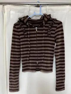 ストライプ フード付きパーカー nugu