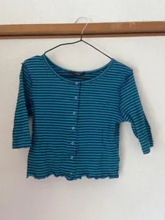 最終値下げ‼️kastane ボーダー釦あき5分袖tee