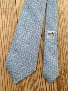 HERMES エルメス ネクタイ アンカー柄 ライトブルー シルク