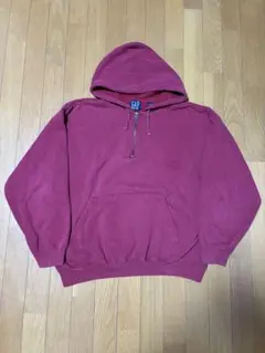 OLD GAP 90s 紺タグ パーカー ハーフジップ　赤　レッド　L