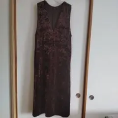 【ジャーナルスタンダード】ダークブラウン ノースリーブ Vネック ワンピース