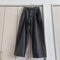 ワイドデニムパンツ ブラックデニム