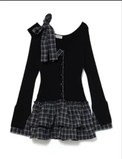 BUBBLES チェックリボンワンショルワンピース
