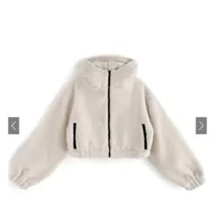 フード付きボアクロップド丈ジャケット[ze815]