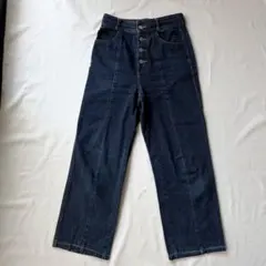GU デニムパンツ M インディゴ ハイウエスト ワイドパンツのサムネイル