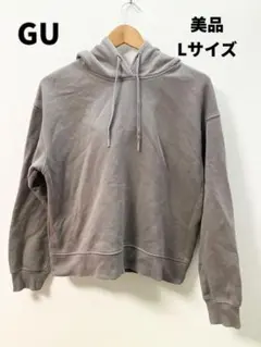 GUブラウン フード付き スウェットパーカー
