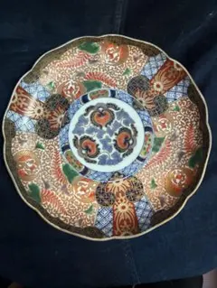 古伊万里　色絵金彩　大皿　直径31センチ×高さ4.9センチ　江戸後期