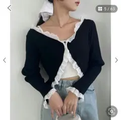 NICE CLAUP 　ボレロフリルカーディガン　ブラック