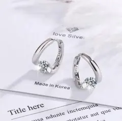 スパイラル　クリスタル　リング　フープ　シルバー　銀　S925 新品　高級品