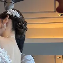 エレガントな花とパールのヘッドドレス　パールシール付き