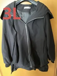 Fen2i フード付き ジップアップ ブルゾン ブラック 2XL