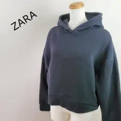 ボア裏地 ZARA BASIC ショート丈 フーディパーカー 黒 M