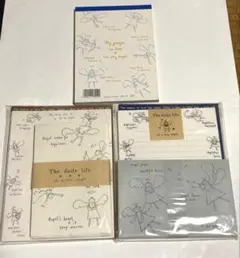 レトロ文具　レターセット　メモ　3点セット　天使　エンジェル　封筒　便箋　メモ帳