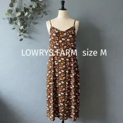 lowrys farm レトロな雰囲気花柄キャミワンピース ブラウン 夏薄手