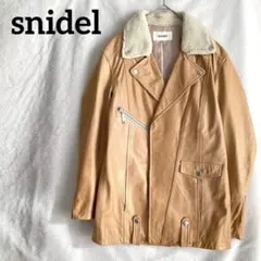 snidel 羊革 ダブル レザージャケット ライダース ボア襟 ベージュ F