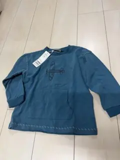 Petitmain 青い飛行機刺繍トレーナー