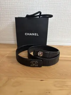 CHANEL ココマーク レザーベルト ブラック　ヴィンテージのサムネイル