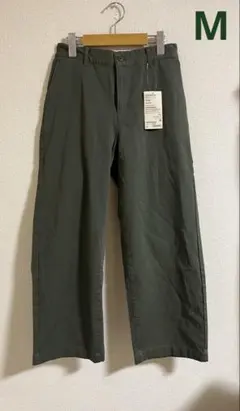 新品　無印良品　ワイドパンツ　縦横ストレッチチノ　Mサイズ　カーキグリーン　婦人