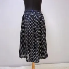 HUMAN WOMAN ドットプリーツスカート M　ネイビーのサムネイル