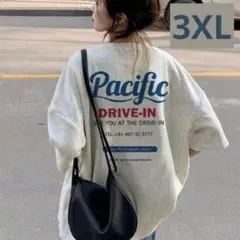 3XL ビッグシルエット Tシャツ 大きめ 韓国 古着風 オーバーサイズ グレー