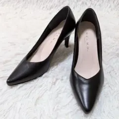 【極美品】メルモ レザー パンプス ポインテッドトゥ ブラック 23.0cm