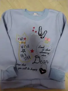 全体的に毛玉あり) 120cm 裏起毛 トレーナー 長袖 紫 ネコ