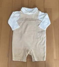 bebe reduction ベージュ ベルベット風　ロンパース セッ70cm