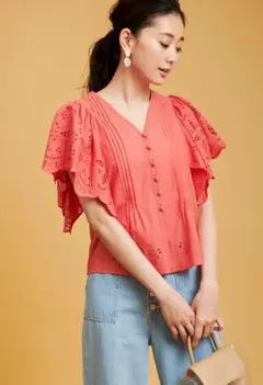 The Virginia ザ ヴァージニア オリジナルコットン刺繍ピンクと白ありのサムネイル