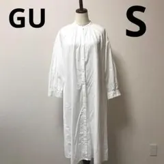レディース　長袖　ワンピース　GU 白　S バンドカラー　夏 春