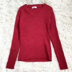 良品✨ 長袖ニットカットソー 赤 Vネック 上品 綺麗め ラメ オンワード樫山