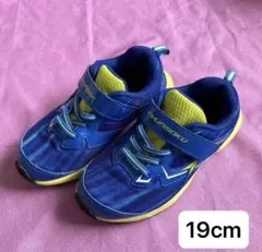 瞬足 キッズ スニーカー 19cm ブルー イエロー
