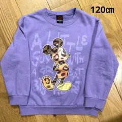 【美品】BABY DOLLミッキーキッズトレーナー紫120センチ