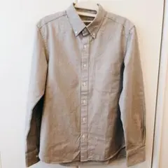 無印良品　ライトグレー ボタンダウン 長袖シャツ S