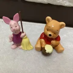 レトロ　くまのプーさん ピグレット 陶器製フィギュア 2体セット