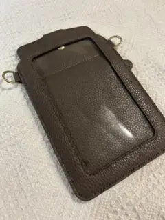 ブラウン合成皮革スマホショルダーバッグ