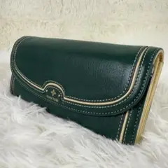 【極美品】FRAME WORK フレームワーク 長財布 かぶせ グリーン レザー