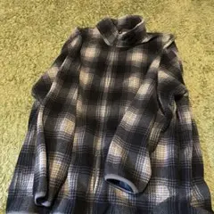 チェック柄 ハイネックフリース
