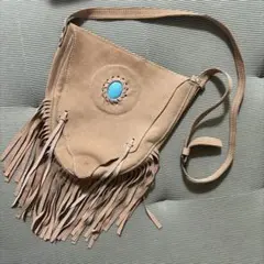 フリンジショルダーバッグ ターコイズ付き