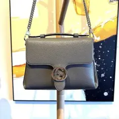 【お値引き可】GUCCIショルダーバッグ　グレー　インターロッキング　保存袋付き