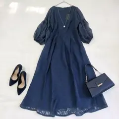 新品【ドレスプラス】パーティドレス オケージョン パフスリーブ フレア 2XL
