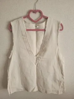 DISCOAT フリンジVベスト　オフホワイト