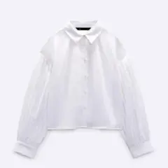 ZARA♡プリーツスリーブポプリンシャツ
