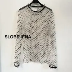 SLOBE IENA ドットフロッキーチュールブラウス　シアー　トップス