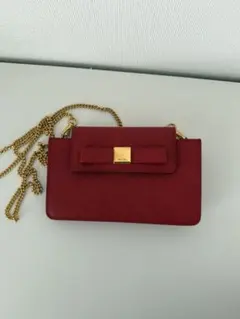 PRADA サフィアーノ レザー チェーンショルダー ミニバッグ レッド 赤