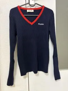 c*す様 【値下げ】miu miu ネイビー Vネックセーター サイズ38
