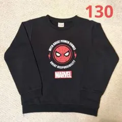 良品！マーベル　スパイダーマン　プリント　トレーナー　裏起毛　黒　130 ②