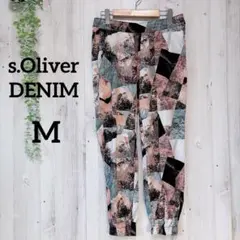 s.Oliver DENIM 幾何学柄 ジョガーパンツ M 総柄 ゆったり 涼感