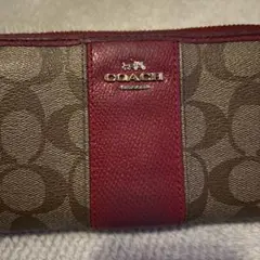COACH ロゴ入り 長財布 ブラウン/レッド