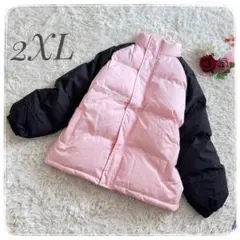 中綿ジャケット レディース ゆったり 2XL ／ピンク バイカラー 大きいサイズのサムネイル