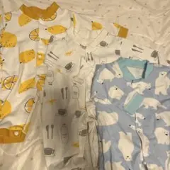 レモンとクマ柄ロンパース 60cm 3枚セット